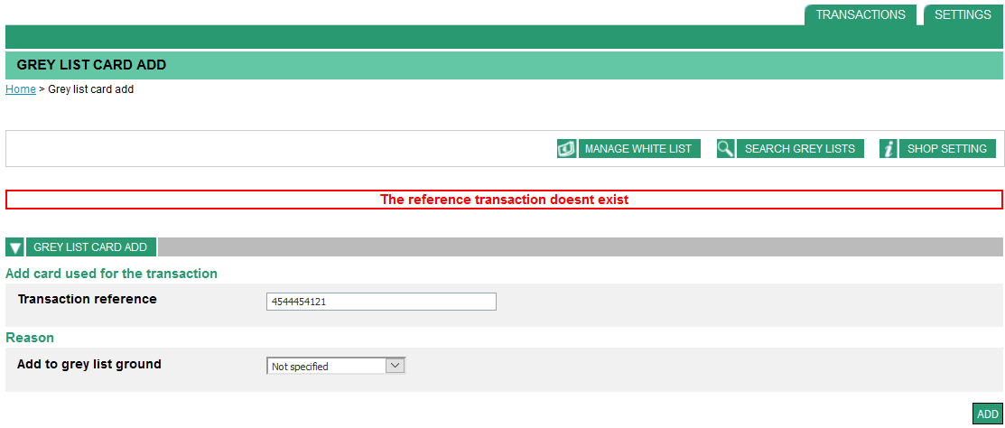 the reference transaction doesnt exist